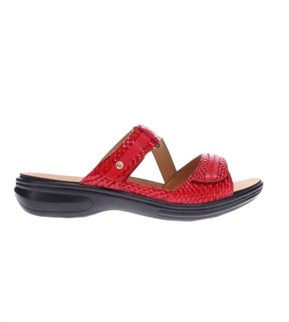 NEW REVERE women's rio slide sandal in red snake